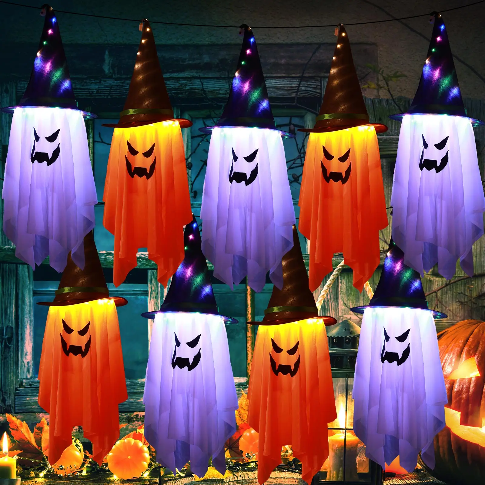 Halloween Decorations Witch Hats Halloween Hanging Light Ghost Shaped LED Ghost Lamp Colorful Ghost Light for Halloween Party
Halloween Decorations Witch Hats Halloween Hanging Light Ghost Shaped LED Ghost Lamp Colorful Ghost Light for Halloween Party