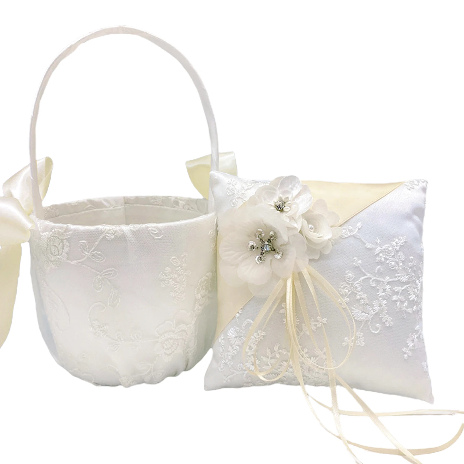 White Flower Girls Basket Rings Pillow Decorative Craft Props Wedding Party Supplies
White Flower Girls Basket Rings Pillow Decorative Craft Props Wedding Party Supplies