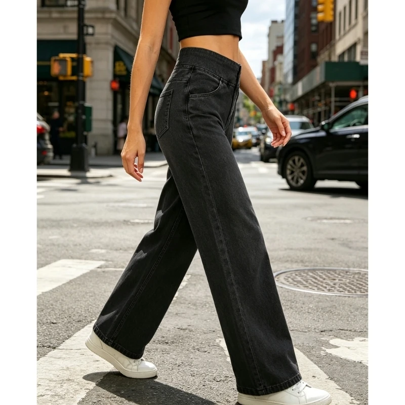 573B Women High Waist Straight Leg Jeans with Pockets Denims Pants for Daily Wear
573B Women High Waist Straight Leg Jeans with Pockets Denims Pants for Daily Wear