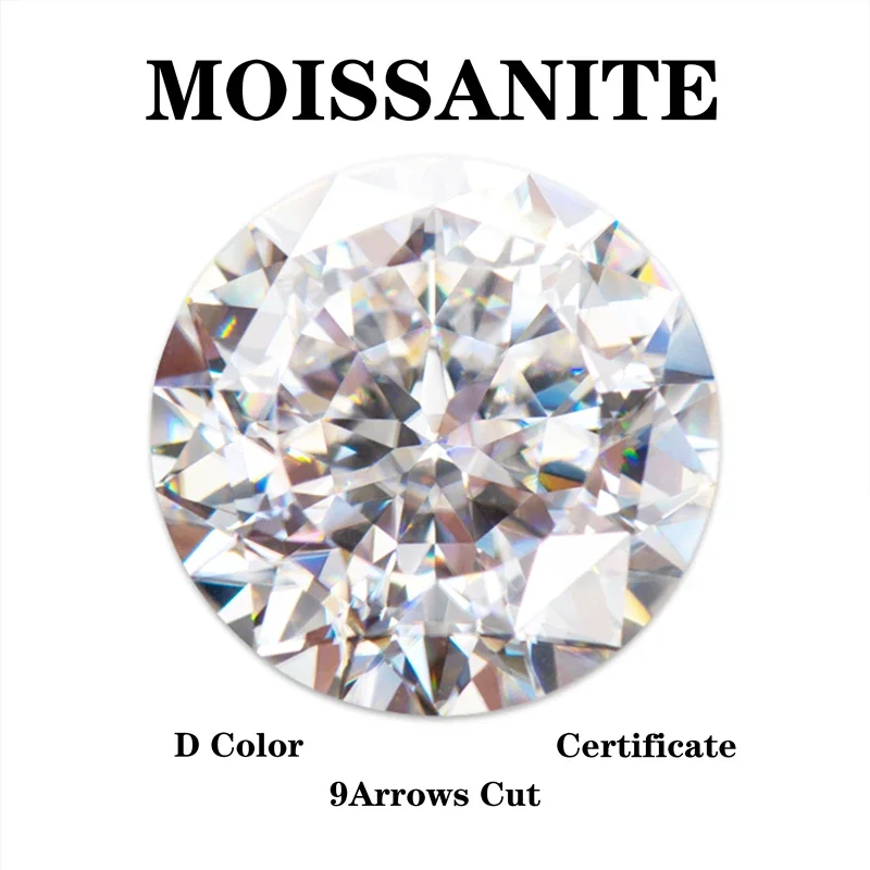 Moissanite Stone 100 Faces Nine Arrows Round Shape VVS1 D Color DIY Ring Necklace Earrings Main Materials with Certificate
Moissanite Stone 100 Faces Nine Arrows Round Shape VVS1 D Color DIY Ring Necklace Earrings Main Materials with Certificate