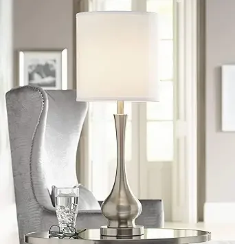 Euro Design ern Buet Table Lamp 32" Tall Skinny Brushed Nickel Silver Metal Gourd White abric Cylinder Shade Decor Bedro
Euro Design ern Buet Table Lamp 32" Tall Skinny Brushed Nickel Silver Metal Gourd White abric Cylinder Shade Decor Bedro