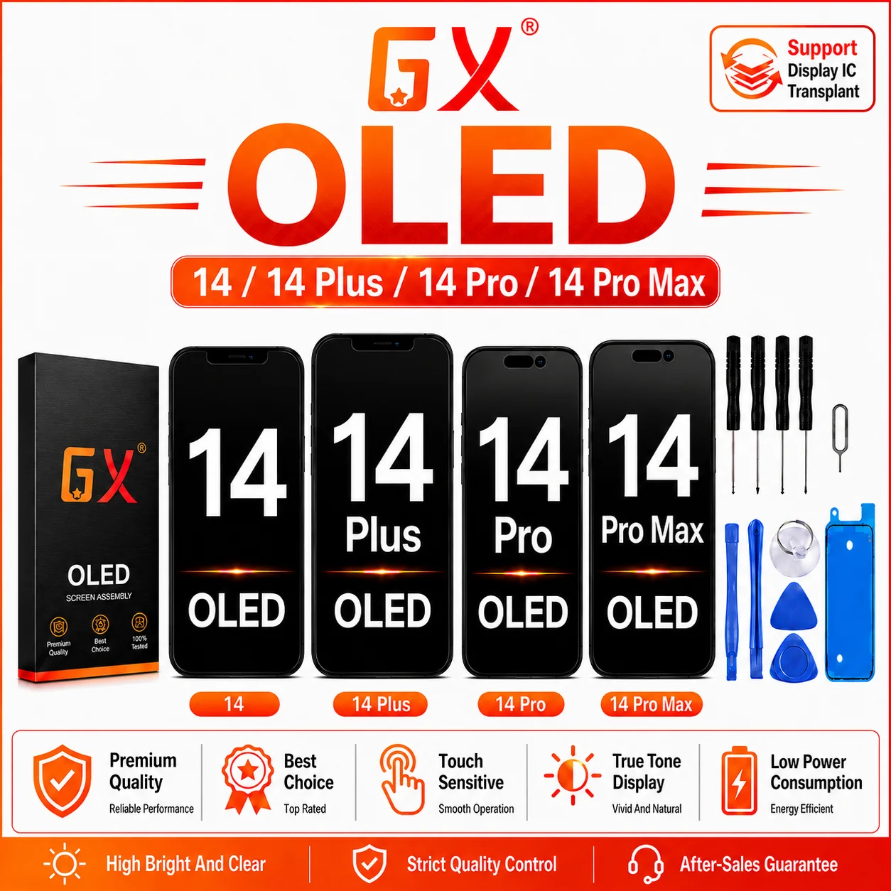 GX OLED Screen For Iphone 14 14 Plus 14 Pro 14 Pro Max Display Assembly Touch Digitizer Replacement 100% Tested Quality Repair
GX OLED Screen For Iphone 14 14 Plus 14 Pro 14 Pro Max Display Assembly Touch Digitizer Replacement 100% Tested Quality Repair