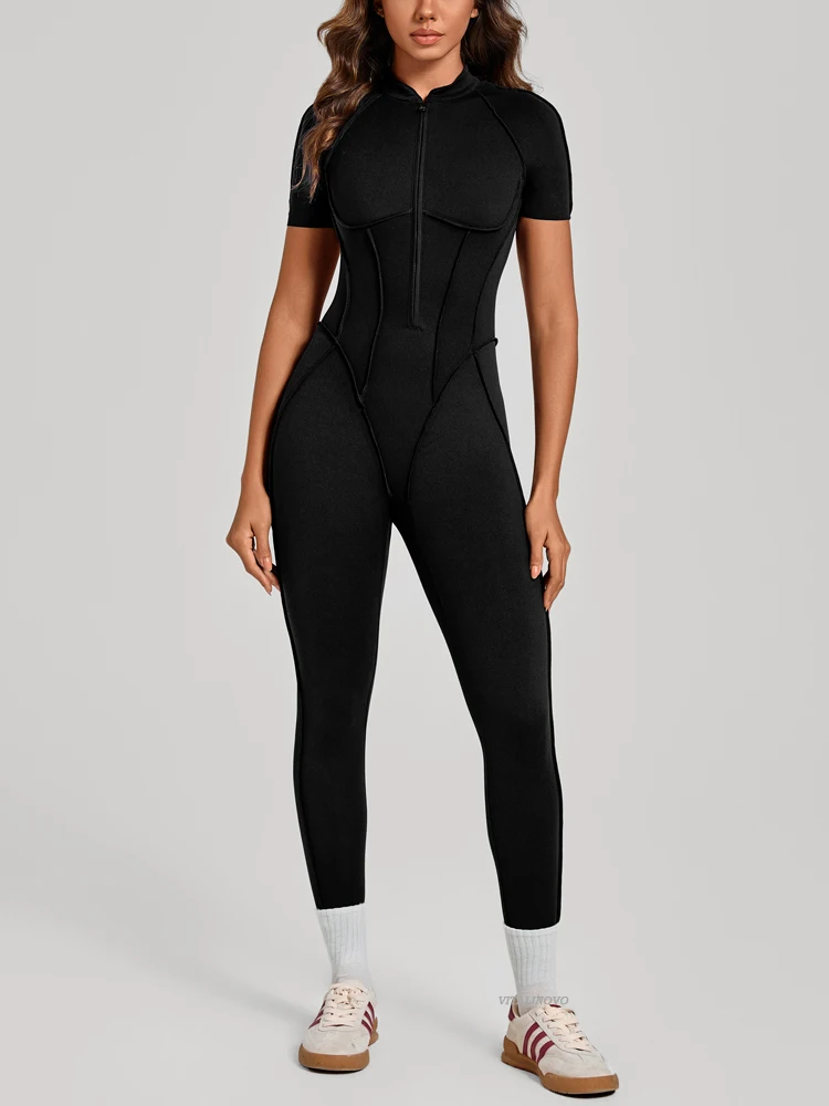 VITALINOVO Workout Jumpsuits for Women Zip Up Bodycon Romper Open Back Short Sleeve One Piece Bodysuit Yoga Athletic Suit Summer
VITALINOVO Workout Jumpsuits for Women Zip Up Bodycon Romper Open Back Short Sleeve One Piece Bodysuit Yoga Athletic Suit Summer