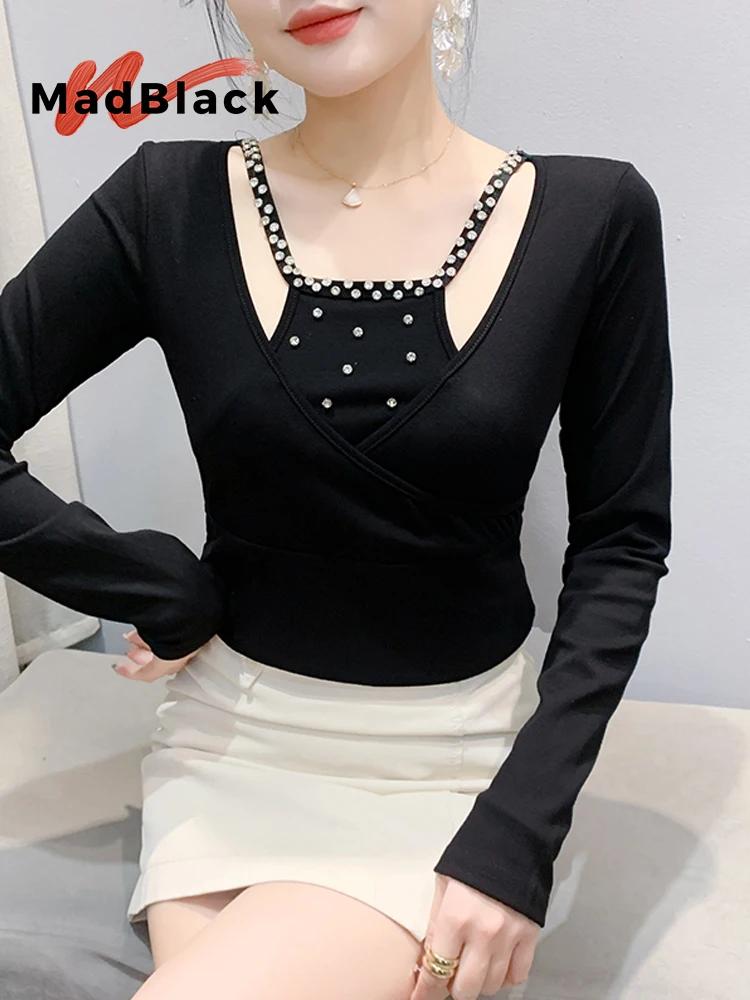 MadBlack-Women's European T-Shirt, Sexy Square Collar Diamond Top, Streetwear Long Sleeve Slim Tee, 2025 Spring Summer T51618CC
MadBlack-Women's European T-Shirt, Sexy Square Collar Diamond Top, Streetwear Long Sleeve Slim Tee, 2025 Spring Summer T51618CC