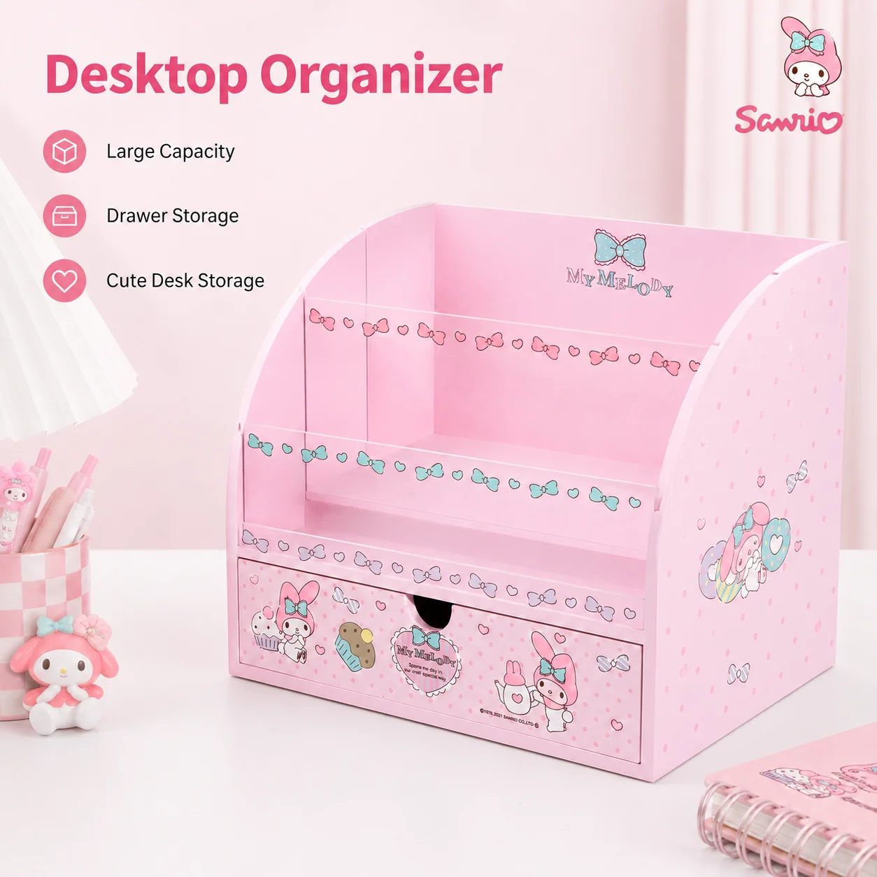 Kawaii My Melody Wooden Desktop Storage Organizer With Drawer Sanrio Large Capacity Makeup Cosmetic Box Multi-grid Desk
Kawaii My Melody Wooden Desktop Storage Organizer With Drawer Sanrio Large Capacity Makeup Cosmetic Box Multi-grid Desk