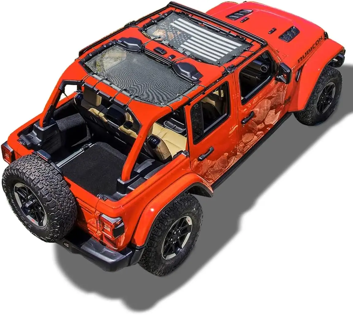Mesh Shade Top, Roof Sunshade Cover for 2018-2023 Jeep Wrangler JL JLU 4XE 4 Door, UV Protection & Heat Reduction, Durable Polyester, American Flag, Black
Mesh Shade Top, Roof Sunshade Cover for 2018-2023 Jeep Wrangler JL JLU 4XE 4 Door, UV Protection & Heat Reduction, Durable Polyester, American Flag, Black