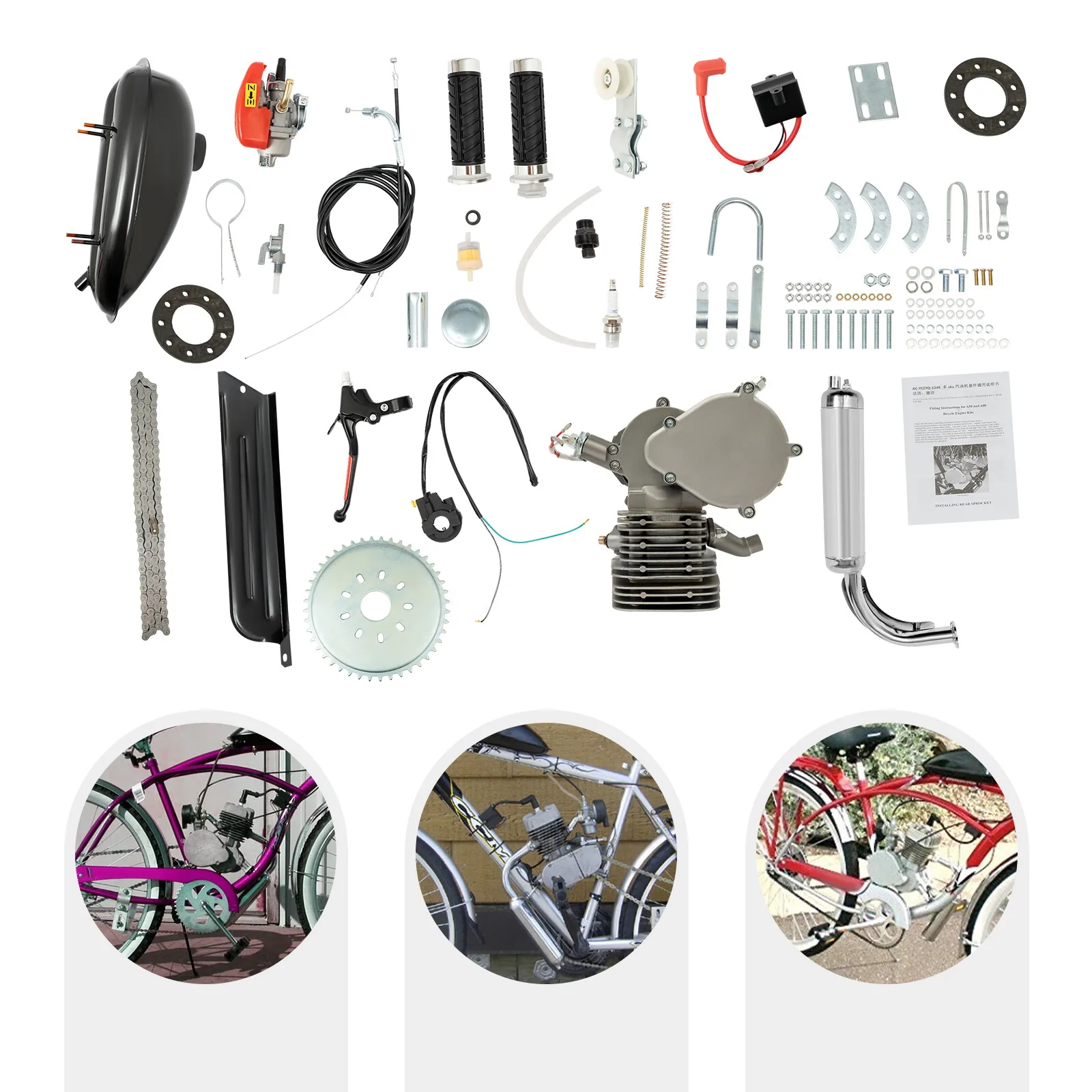 Two Stroke Complete Bicycle Gasoline Engine Motor Kit Motorized Bike 110CC High Performance
Two Stroke Complete Bicycle Gasoline Engine Motor Kit Motorized Bike 110CC High Performance