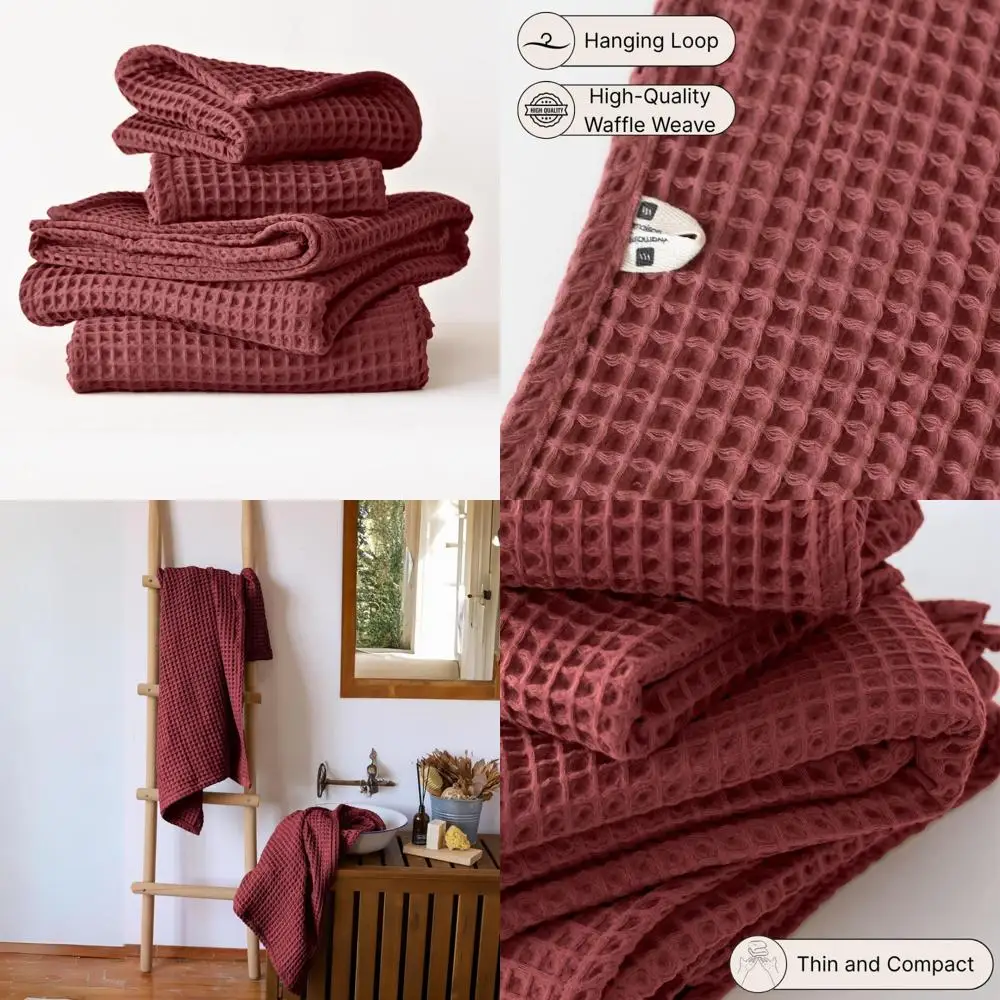 Luxury Turkish Cotton Waffle Weave Bath Towel Set - 2 Hand Towels and 2 Bath Towels in Red, Premium Quality Set of 4
Luxury Turkish Cotton Waffle Weave Bath Towel Set - 2 Hand Towels and 2 Bath Towels in Red, Premium Quality Set of 4