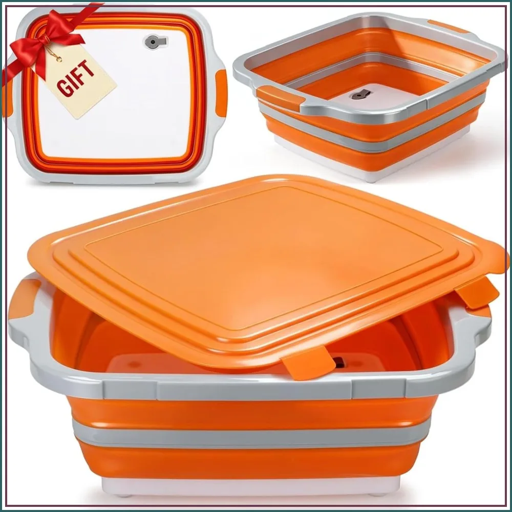 16L Collapsible BBQ Prep Tub with Locking Lid & Cutting Board - Portable Wash Basin for Camping Kitchen Sink
16L Collapsible BBQ Prep Tub with Locking Lid & Cutting Board - Portable Wash Basin for Camping Kitchen Sink