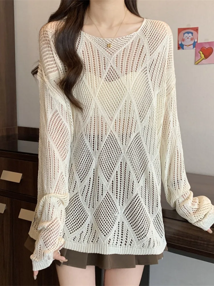 Loose Korean Sle Women's Knitted irt Hollow out Bridesmaid Top Sweet Sle Ci Walk Long Sve Soft Cotton Spring Summer
Loose Korean Sle Women's Knitted irt Hollow out Bridesmaid Top Sweet Sle Ci Walk Long Sve Soft Cotton Spring Summer