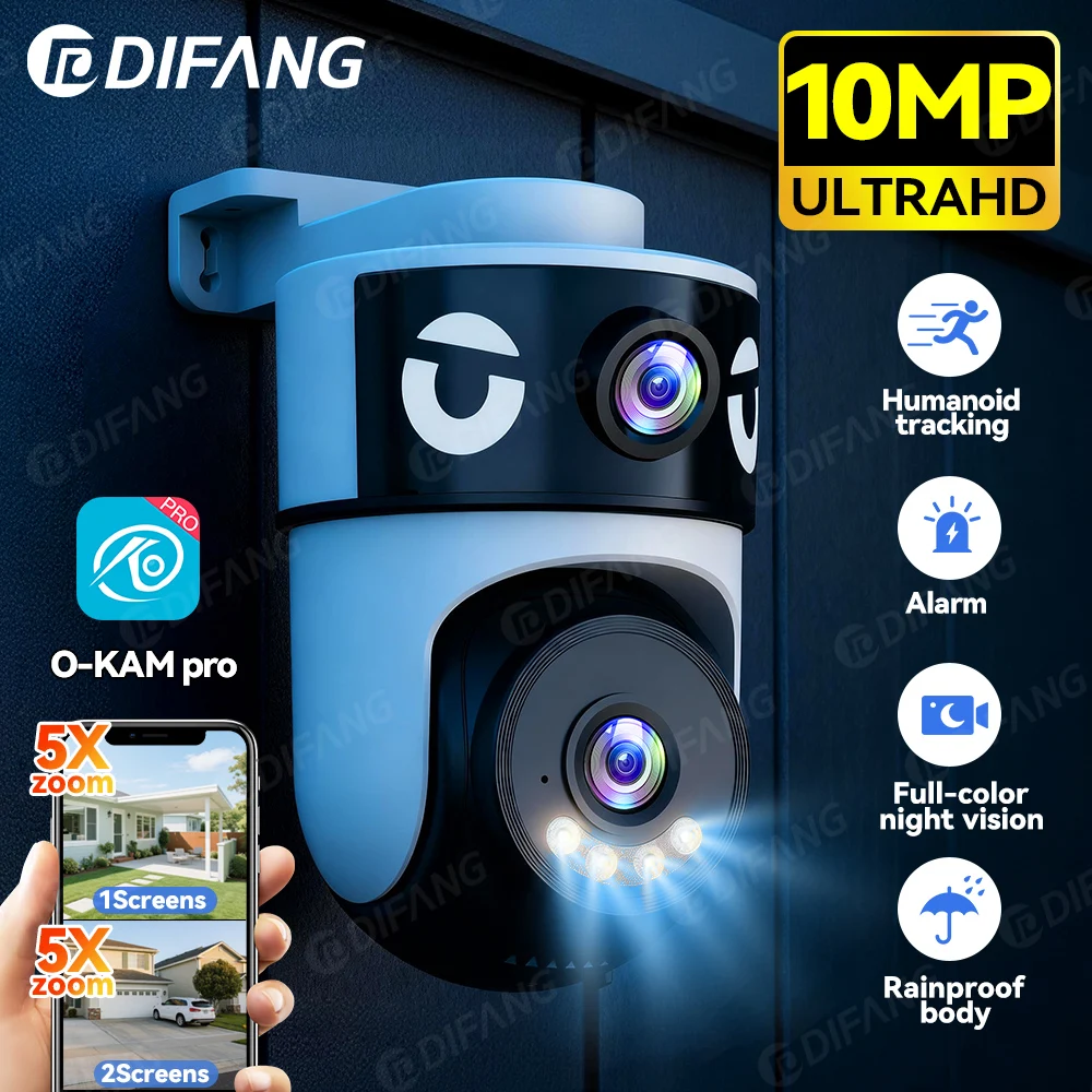 5K 10MP WiFi Camera Waterproof Dual Lens Dual Screen CCTV Security Protection Ai Tracking Street Cam Surveillance O-kam Pro
5K 10MP WiFi Camera Waterproof Dual Lens Dual Screen CCTV Security Protection Ai Tracking Street Cam Surveillance O-kam Pro