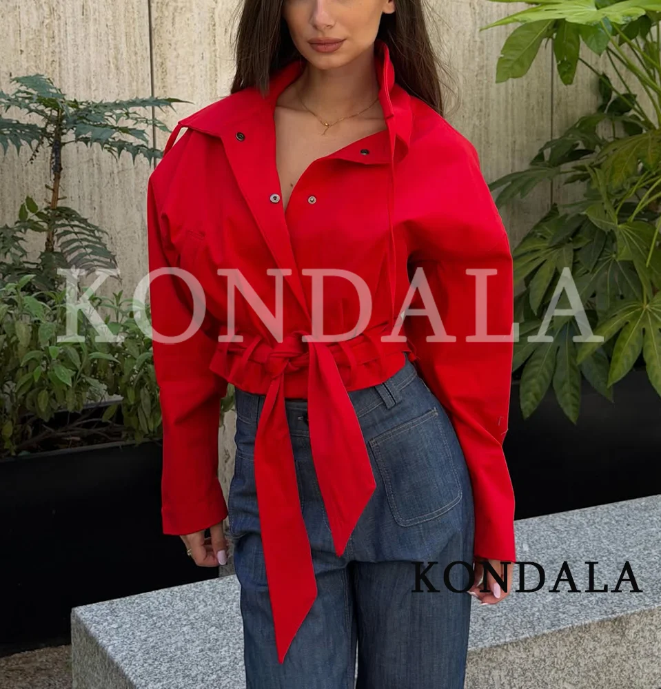 KONDALA Women Red Stylish Belt Jacket Elegant High Street Chic Turtleneck Jacket New 2026 Spring Trendy Short Trench Coat Jacket
KONDALA Women Red Stylish Belt Jacket Elegant High Street Chic Turtleneck Jacket New 2026 Spring Trendy Short Trench Coat Jacket