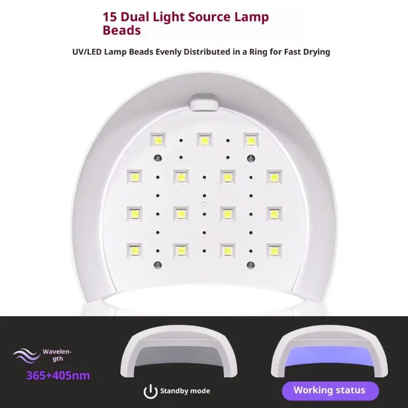 60W Mini Nail Dryer Machine Portable LED UV Manicure Lamp Nail Lamp With 2 Timing Modes For Drying Polish Varnish With USB Cable
60W Mini Nail Dryer Machine Portable LED UV Manicure Lamp Nail Lamp With 2 Timing Modes For Drying Polish Varnish With USB Cable