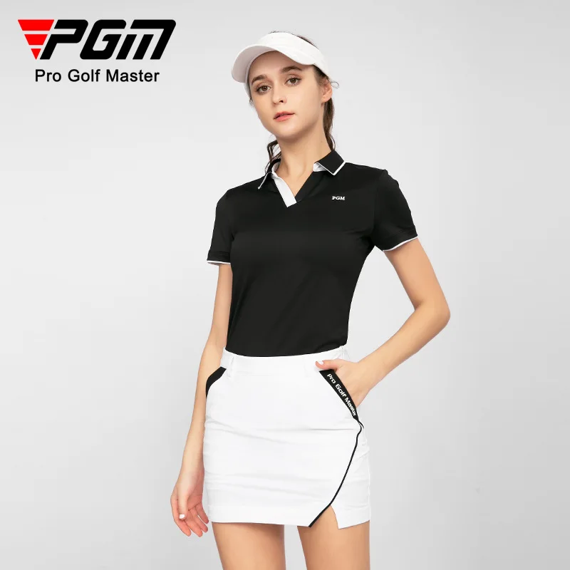 PGM golf clothing women's short-sleeved T-shirt sports fabric slit hem V-neck design fashionable clothing
PGM golf clothing women's short-sleeved T-shirt sports fabric slit hem V-neck design fashionable clothing
