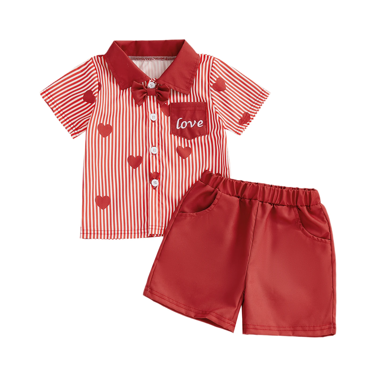 Boys Valentine s Day Outfit Set with Short Sleeve Heart Embroidery Top and Matching Solid Color Shorts for a Stylish Look
Boys Valentine s Day Outfit Set with Short Sleeve Heart Embroidery Top and Matching Solid Color Shorts for a Stylish Look