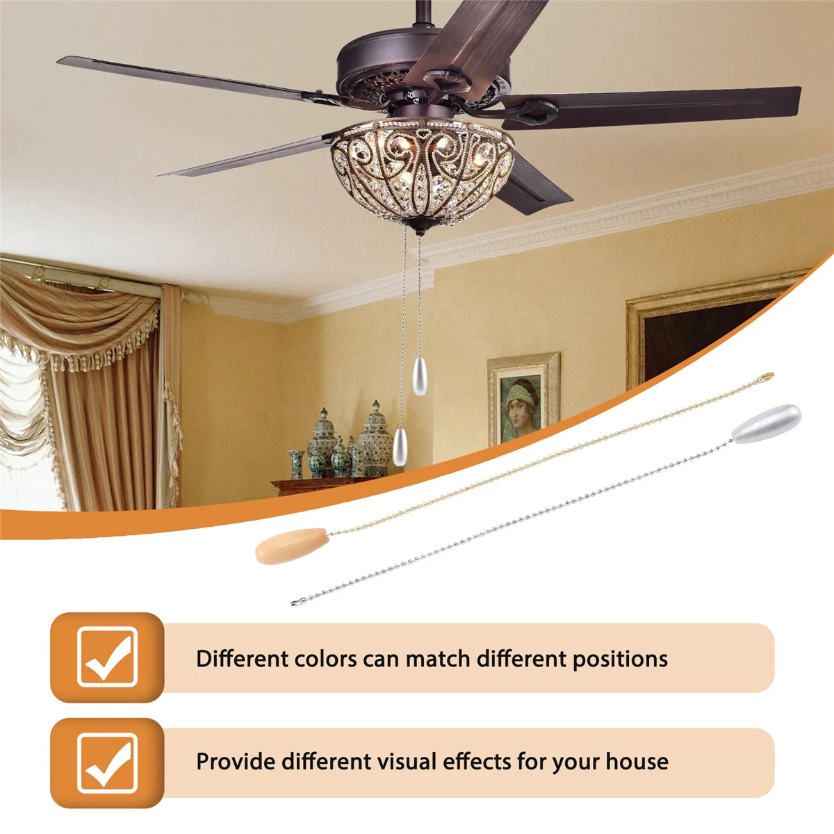 4-х шт., цепь потолочного вентилятора, деревянная удлинительная цепь для потолочного освещения, цепь вентилятора лампы (цвет серебра и дерева)
4-х шт., цепь потолочного вентилятора, деревянная удлинительная цепь для потолочного освещения, цепь вентилятора лампы (цвет серебра и дерева)