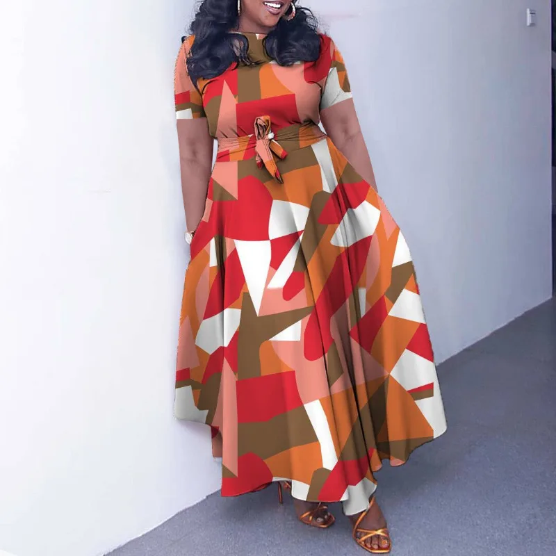 Women African Dresses Print Short Sleeve O Neck Party Dress Print Vestidos Loose Fit Lace-up Spliced Slight Strech Summer 2026
Women African Dresses Print Short Sleeve O Neck Party Dress Print Vestidos Loose Fit Lace-up Spliced Slight Strech Summer 2026