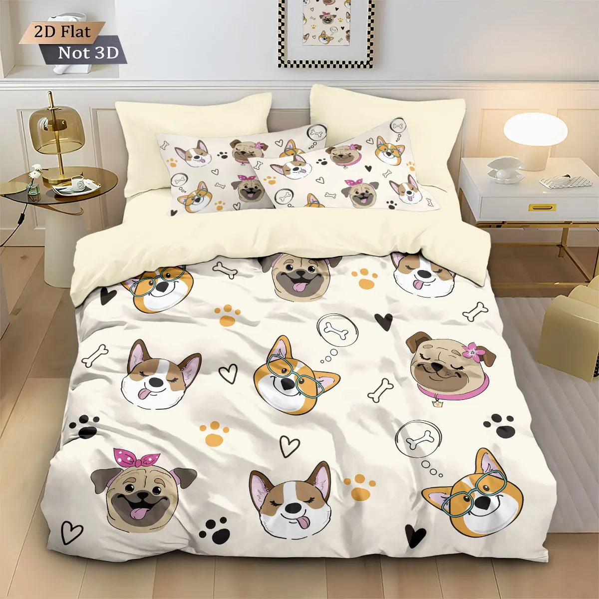 3 шт., набор пуховых пододеяльников с милым мультяшным принтом собаки и любви, несколько размеров, украшение для постельного белья, можно стирать в машине
3 шт., набор пуховых пододеяльников с милым мультяшным принтом собаки и любви, несколько размеров, украшение для постельного белья, можно стирать в машине