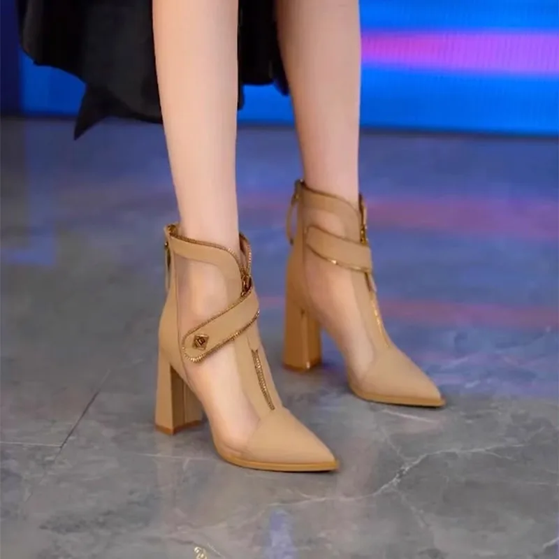 2025 High Quality Ladies Shoes Back Zipper Women's Boots Fashion Mesh Hollow Out Dress New Pointed Toe Best Seller Sandal Boots
2025 High Quality Ladies Shoes Back Zipper Women's Boots Fashion Mesh Hollow Out Dress New Pointed Toe Best Seller Sandal Boots