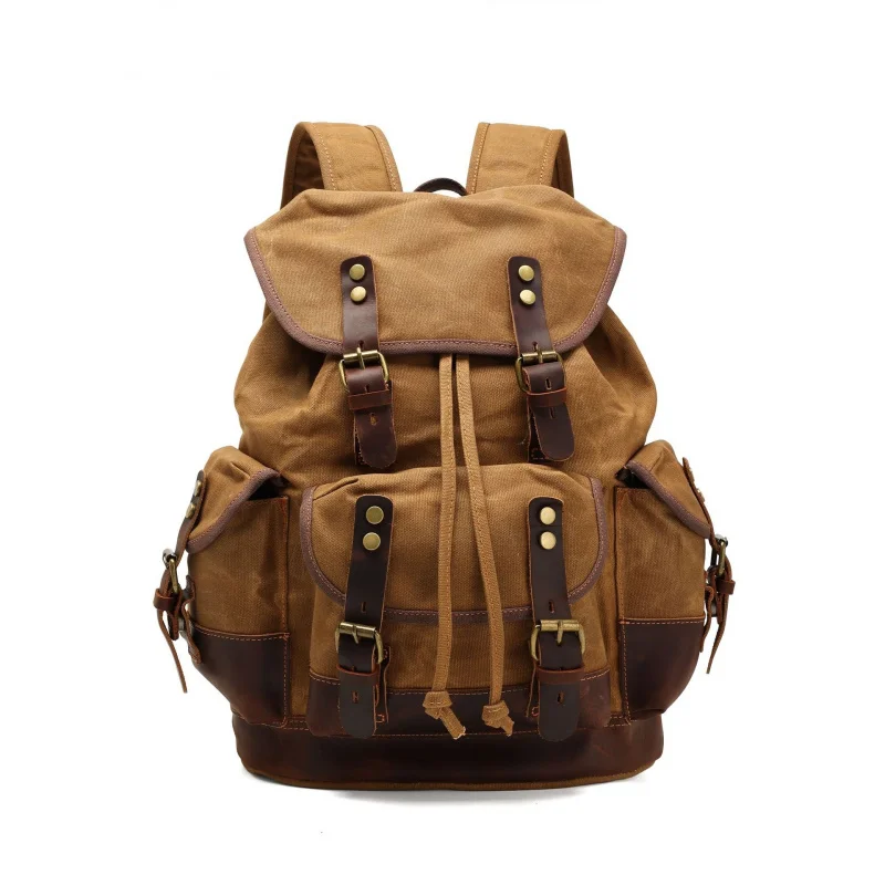 Classic European retro waterproof oil-wax canvas bag - new style travel and hiking bag - large capacity backpack Travel backpack
Classic European retro waterproof oil-wax canvas bag - new style travel and hiking bag - large capacity backpack Travel backpack