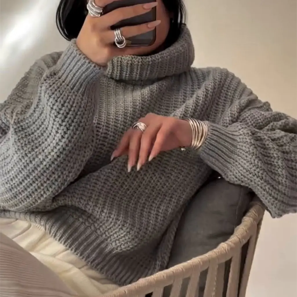 Retro Temperament High Collar Pullover Sweater Loose Solid Color Women's Autumn Fashion European And American Style
Retro Temperament High Collar Pullover Sweater Loose Solid Color Women's Autumn Fashion European And American Style