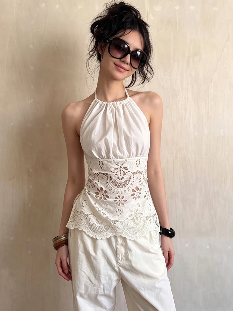 Kliou Sexy Hollow Design Camisole Tops Woman Summer Trend Halter Backless Jacquard Patchwork Daily Y2K Elegant Style Tank Tops
Kliou Sexy Hollow Design Camisole Tops Woman Summer Trend Halter Backless Jacquard Patchwork Daily Y2K Elegant Style Tank Tops