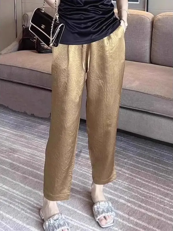 Slimming Straight Leg Harlan Pants Women's Summer Thin New Style Ice Silk Nine Point Casual Trousers High Waist Elastic Waist
Slimming Straight Leg Harlan Pants Women's Summer Thin New Style Ice Silk Nine Point Casual Trousers High Waist Elastic Waist
