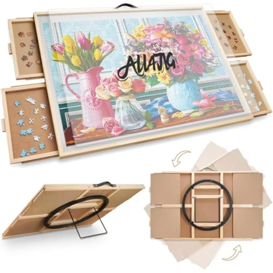 1500 Pieces 2-in-1 Tilting and Rotating Puzzle Board, 24.53" x 33.19"Adjustable Angle Puzzle Board with 4 Drawers and Clear Pro
1500 Pieces 2-in-1 Tilting and Rotating Puzzle Board, 24.53" x 33.19"Adjustable Angle Puzzle Board with 4 Drawers and Clear Pro