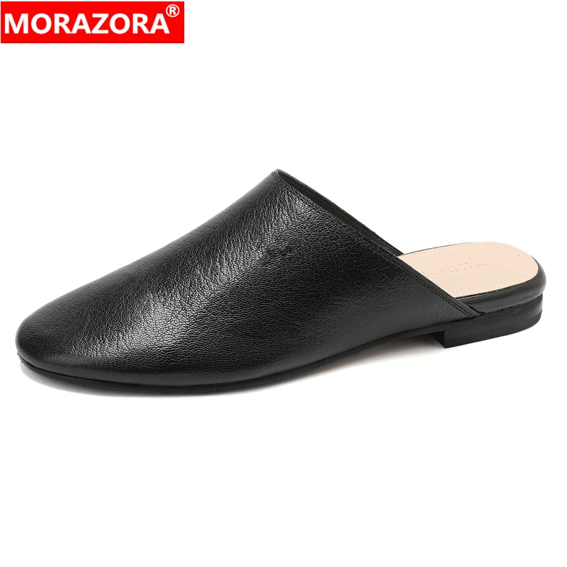 MORAZORA Size 34-43 Fashion Genuine Leather Mules Women Slippers Round Toe Black Beige Summer Flat Slippers Outside Shoes
MORAZORA Size 34-43 Fashion Genuine Leather Mules Women Slippers Round Toe Black Beige Summer Flat Slippers Outside Shoes