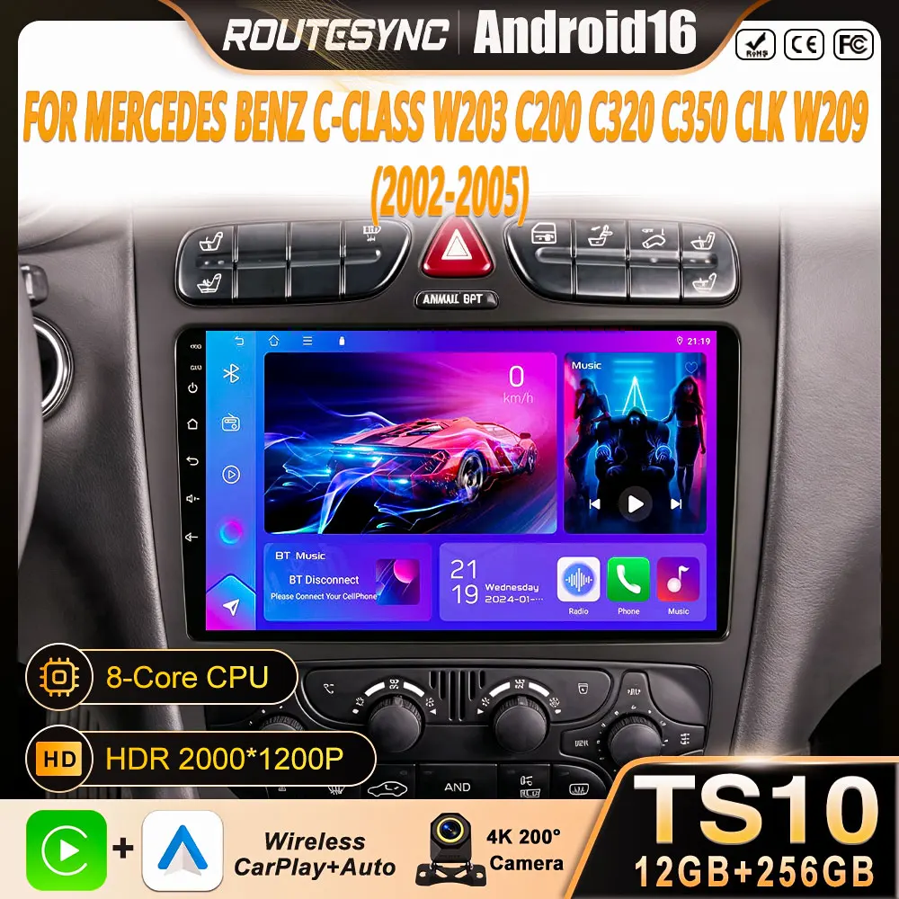 Android 15 Car Radio For Mercedes Benz C-Class W203 C200 C320 C350 CLK W209 2002-2005 Navigation GPS Multimedia Player Stereo 4G
Android 15 Car Radio For Mercedes Benz C-Class W203 C200 C320 C350 CLK W209 2002-2005 Navigation GPS Multimedia Player Stereo 4G