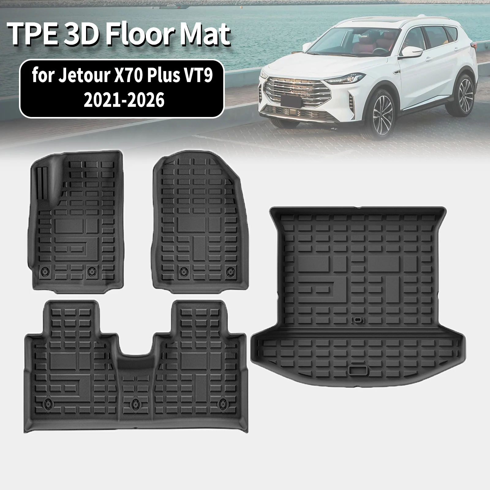 for Jetour X70 Plus VT9 2021 2022 2023 2024 2025 LHD RHD 5 / 7 Seats Eco-Friendly TPE Car Floor & Trunk Mats, Non-Slip Dustproof
for Jetour X70 Plus VT9 2021 2022 2023 2024 2025 LHD RHD 5 / 7 Seats Eco-Friendly TPE Car Floor & Trunk Mats, Non-Slip Dustproof