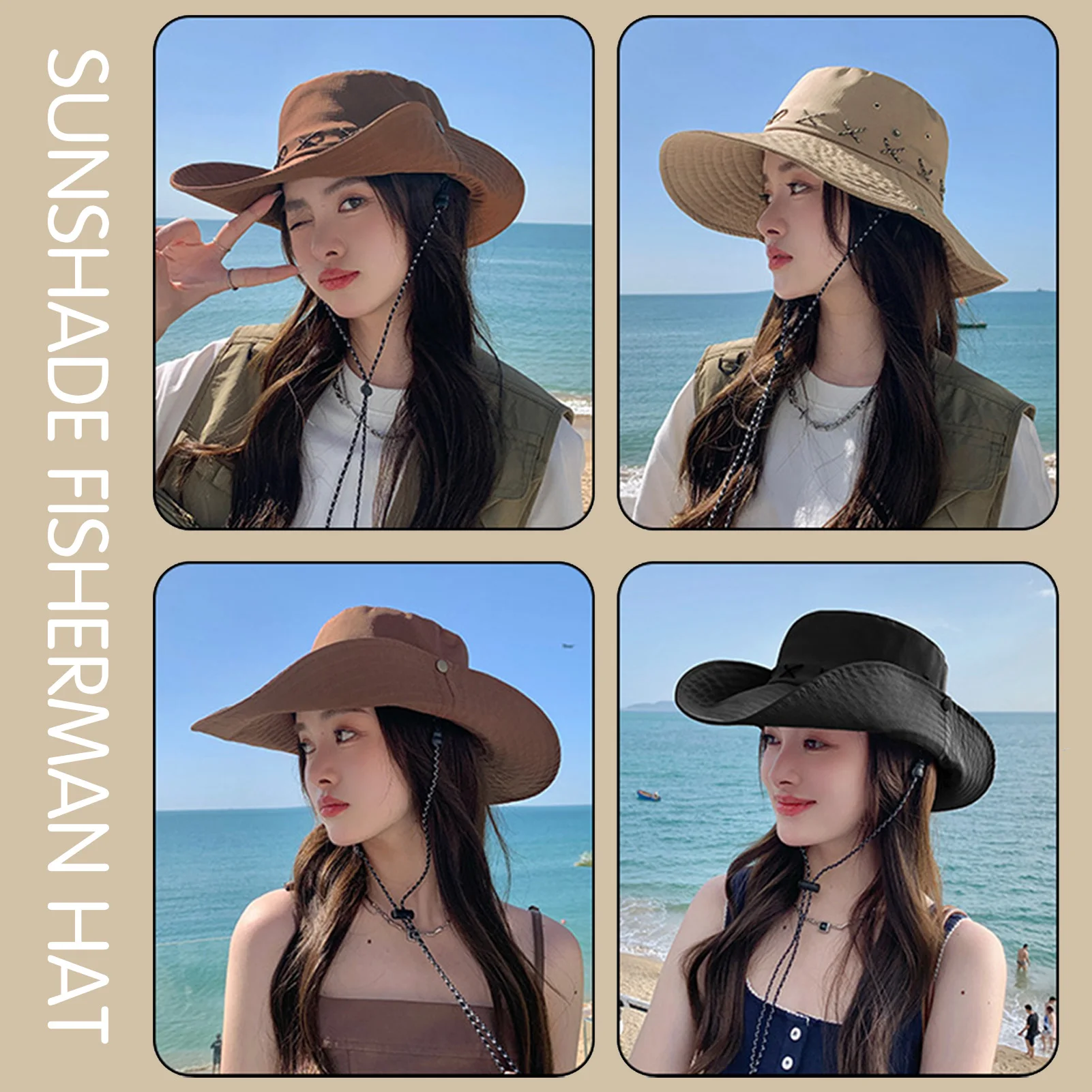 Summer Hiking Cowboy Hats Sun Mountaineering Bucket Caps for Fishing Camping Traveling
Summer Hiking Cowboy Hats Sun Mountaineering Bucket Caps for Fishing Camping Traveling