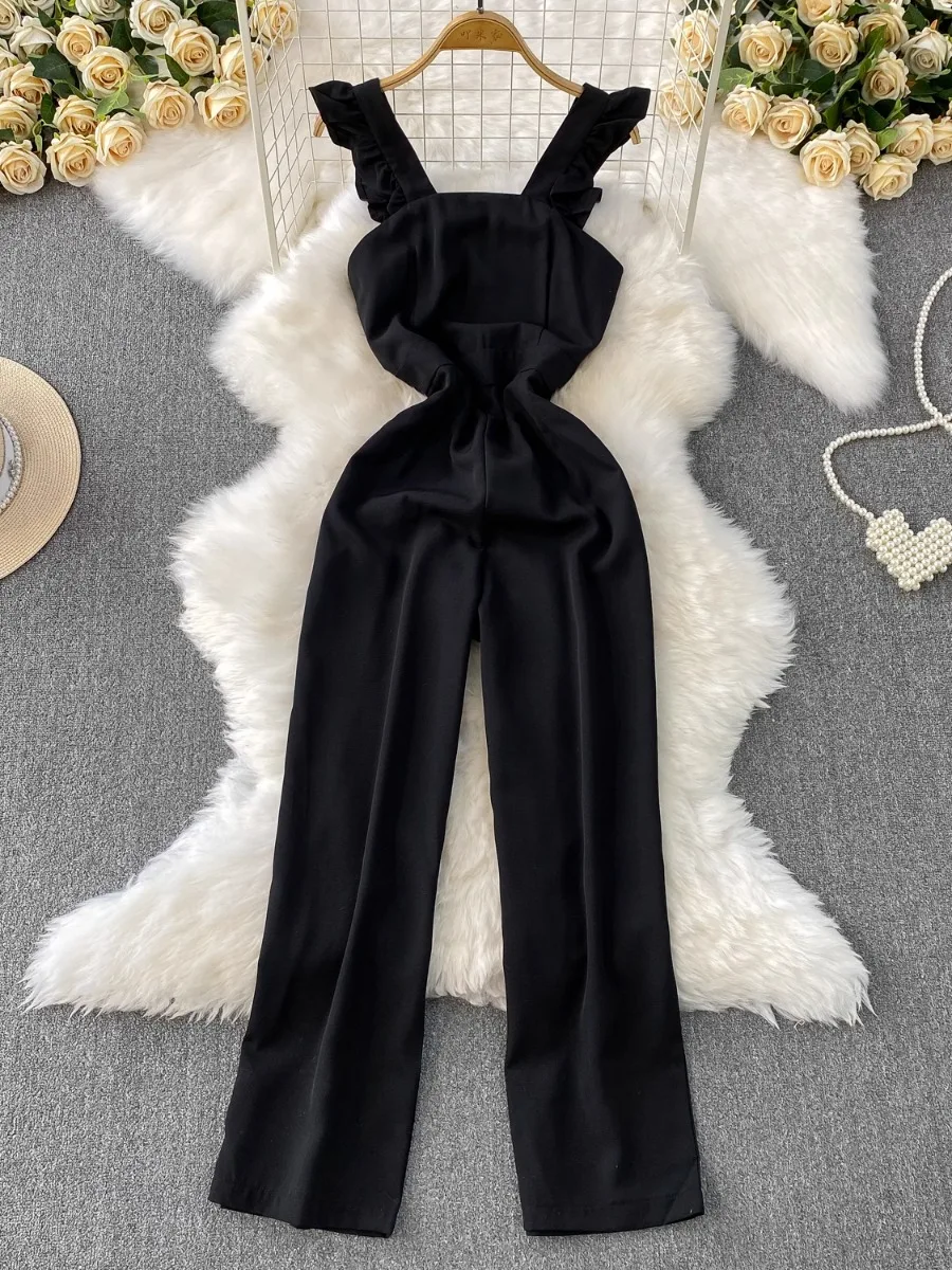 Foamlina Square Neck Flutter Sleeve Jumpsuit Women's 2025 Summer High Waist Slim Straight Wide Leg Pant Black Strap Jumpsuits
Foamlina Square Neck Flutter Sleeve Jumpsuit Women's 2025 Summer High Waist Slim Straight Wide Leg Pant Black Strap Jumpsuits