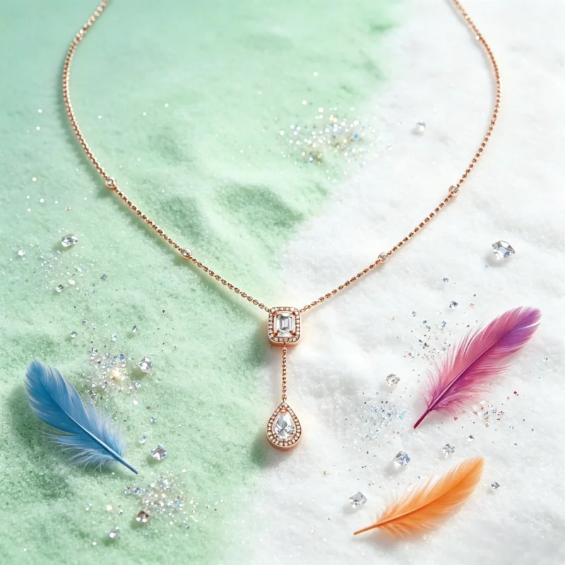 Minimalist Rose Gold Drop Necklace with Dual Halo Crystals
Minimalist Rose Gold Drop Necklace with Dual Halo Crystals