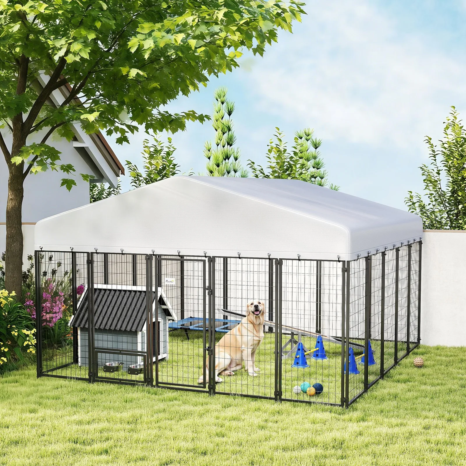 Dog Kennel, Welded Wire Heavy Duty Dog Run, 9.8' x 9.8' x 6'
Dog Kennel, Welded Wire Heavy Duty Dog Run, 9.8' x 9.8' x 6'