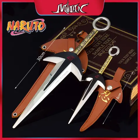 18cm/30cm Naruto Namikaze Minato Weapon The Art of FlyThunder God Kunai Metal Craft Model with Holster Desk Ninja Ornaments Toys