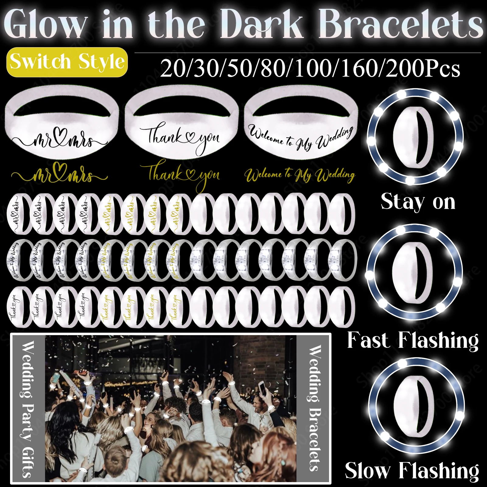 20-200Pcs Glow in the Dark Bracelets Light up Bracelet LED Wedding Bracelets Flashing Wristband Wedding Birthday Party Supplies
20-200Pcs Glow in the Dark Bracelets Light up Bracelet LED Wedding Bracelets Flashing Wristband Wedding Birthday Party Supplies