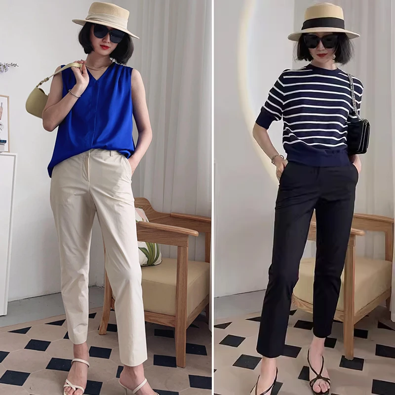 Selfwill Women's Silk Cotton Nine-Piece Pants Sli Slimming Casual Trousers for Busin Commute Summer Fren
Selfwill Women's Silk Cotton Nine-Piece Pants Sli Slimming Casual Trousers for Busin Commute Summer Fren