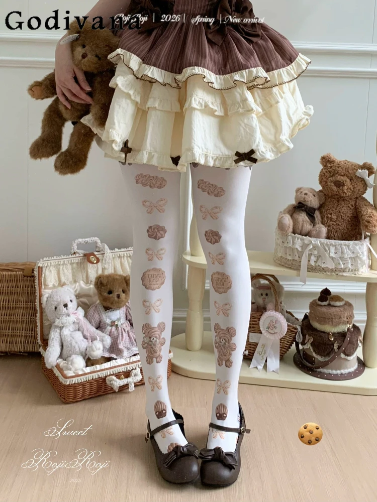 Japanese Style Kawaii Girl's Lolita Pantyhose Tights Stockings Spring and Summer New Bear Print Over-the-knee Socks for Women
Japanese Style Kawaii Girl's Lolita Pantyhose Tights Stockings Spring and Summer New Bear Print Over-the-knee Socks for Women