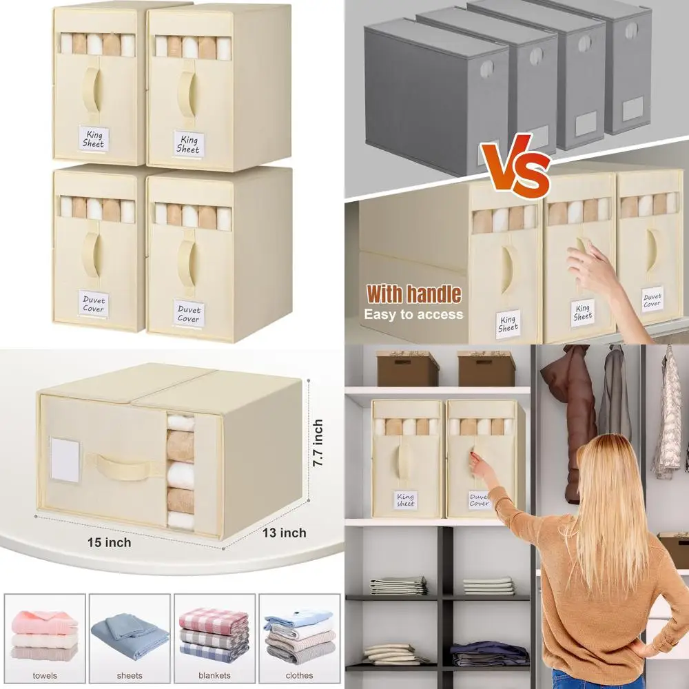 King & Queen Size Bed Sheet Organizers - Large Storage Boxes for Linen, Bedding, Blankets & Pillowcases
King & Queen Size Bed Sheet Organizers - Large Storage Boxes for Linen, Bedding, Blankets & Pillowcases