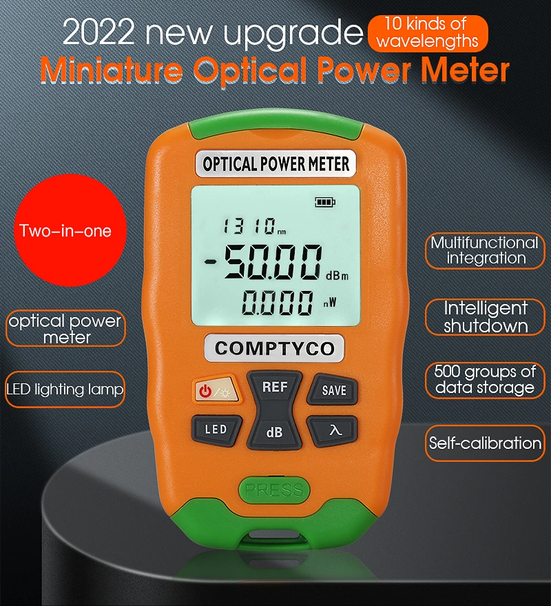Компактный Оптический измеритель оптической мощности COMPTYCO AUA-D5/D7 2 в 1, тестер оптического волокна OPM с подсветкой-50 + 26 дБм
Компактный Оптический измеритель оптической мощности COMPTYCO AUA-D5/D7 2 в 1, тестер оптического волокна OPM с подсветкой-50 + 26 дБм