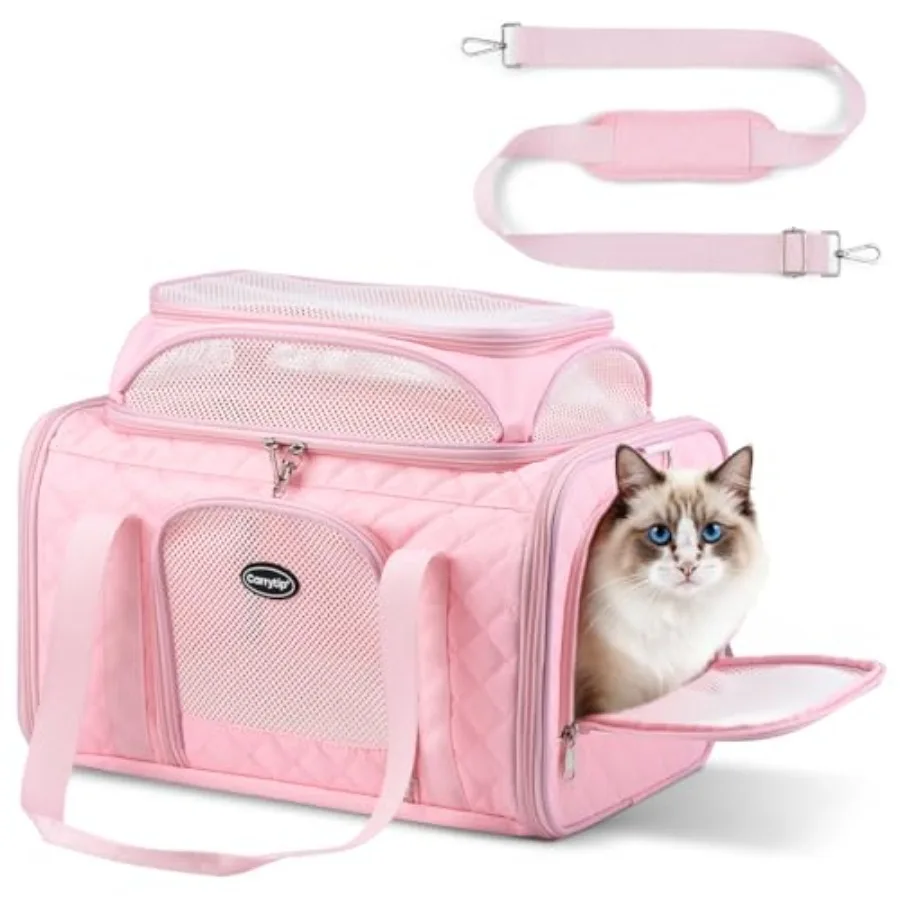 Cat Carrier Airline Approved 17x11x9.5 Inch Top Expandable Soft Sided Pet Travel Carrier for Cats and Small Dogs Fits Under Air
Cat Carrier Airline Approved 17x11x9.5 Inch Top Expandable Soft Sided Pet Travel Carrier for Cats and Small Dogs Fits Under Air