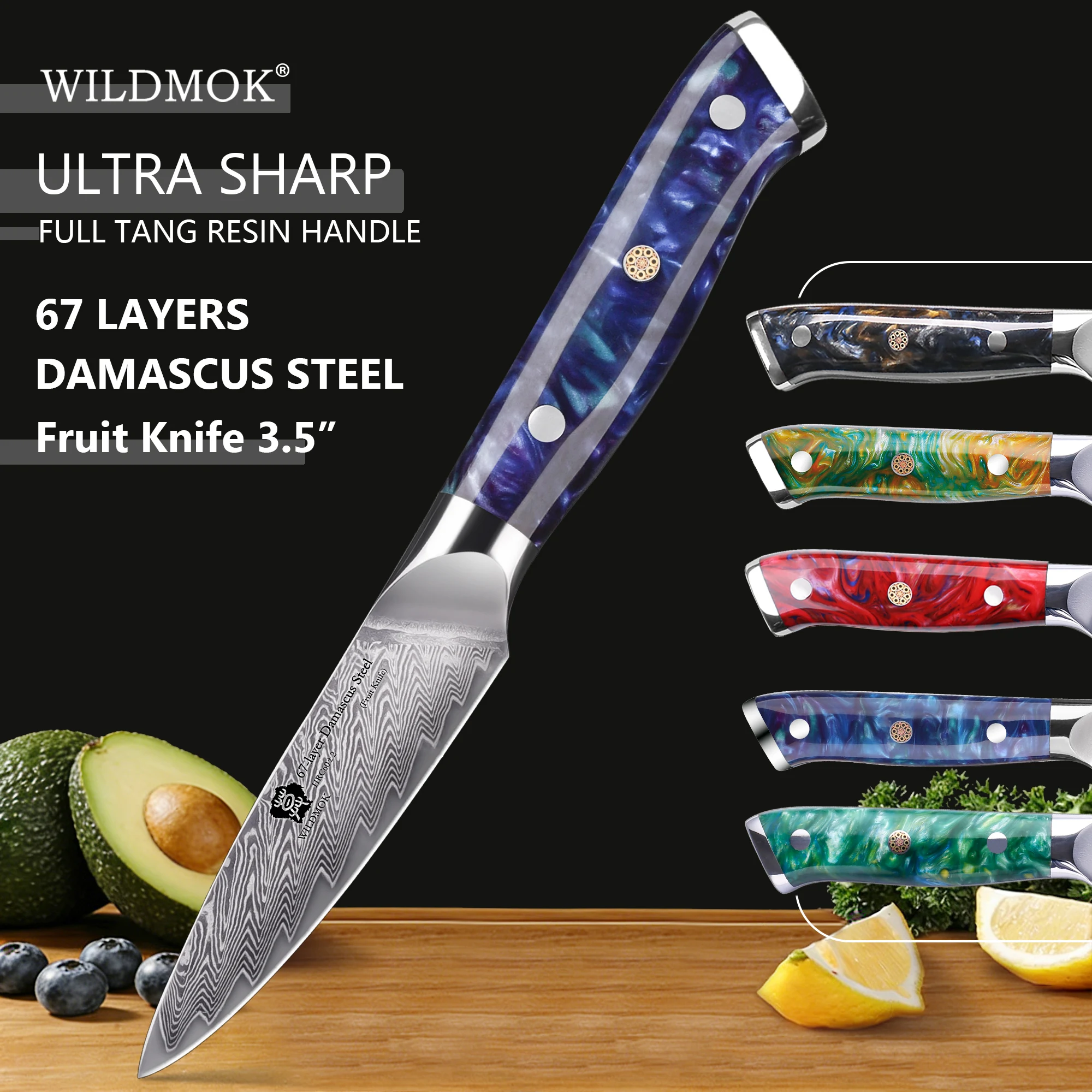 WILDMOK 3.5 Inch 67-Layer Japanese Damascus Paring Knife, Ultra Sharp Fruit Knife with Resin Handle for Kitchen Peeling
WILDMOK 3.5 Inch 67-Layer Japanese Damascus Paring Knife, Ultra Sharp Fruit Knife with Resin Handle for Kitchen Peeling