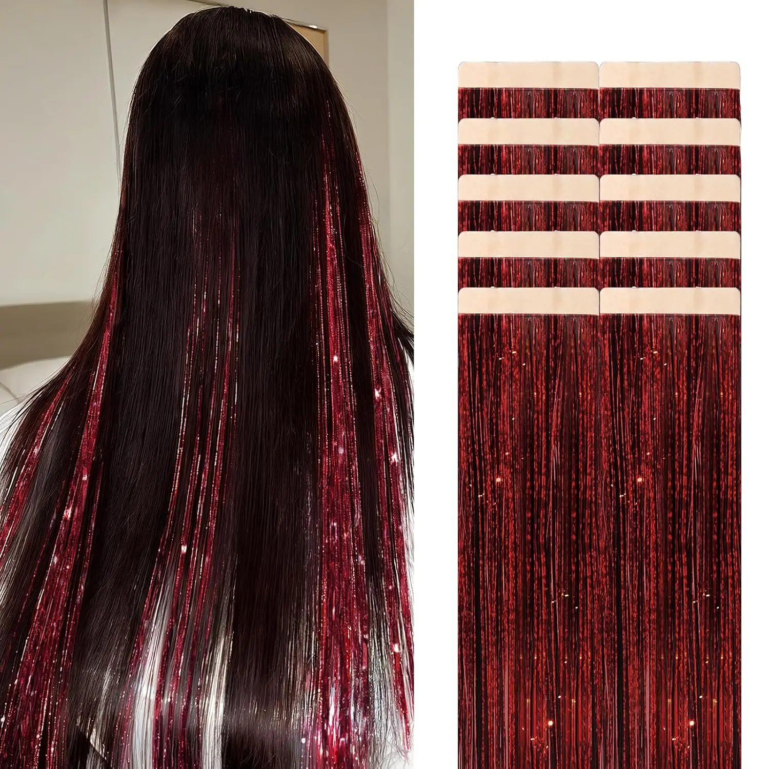 Glitter Tinsel Hair Extensions, 24 Inch Tape in Hair Tinsel, Shiny Sparkling Hair Accessories for Party, Festival, Daily Wear
Glitter Tinsel Hair Extensions, 24 Inch Tape in Hair Tinsel, Shiny Sparkling Hair Accessories for Party, Festival, Daily Wear