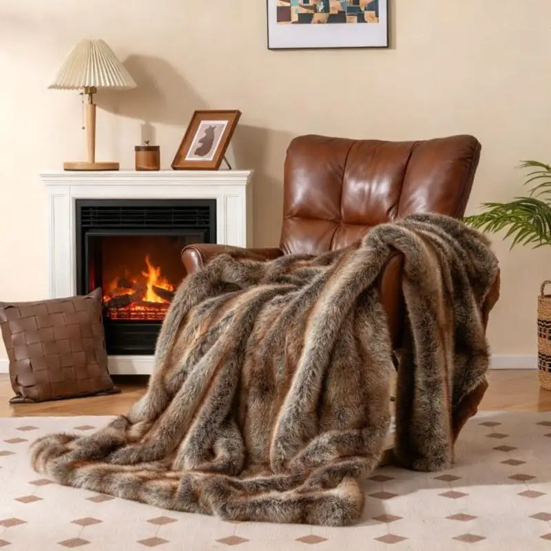 780GSM Soft Plush Fuzzy Luxury Faux Fox Fur Blanket for Sofa-Brown
780GSM Soft Plush Fuzzy Luxury Faux Fox Fur Blanket for Sofa-Brown