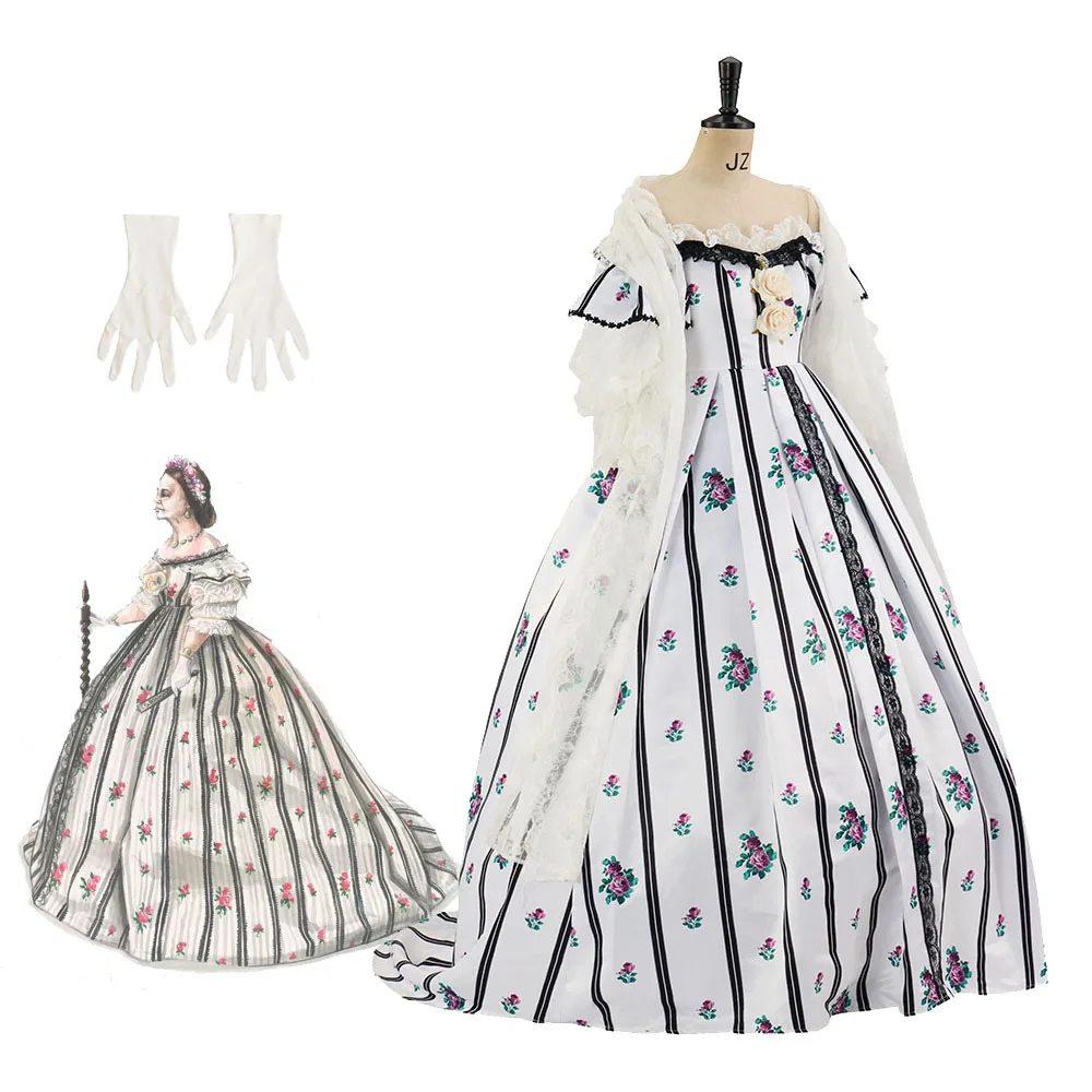 Movie Lincoln Cosplay Mary Todd Costume 1860s Civil War Era Theatrical Ball Gown Victorian Striped Evening Formal Dress
Movie Lincoln Cosplay Mary Todd Costume 1860s Civil War Era Theatrical Ball Gown Victorian Striped Evening Formal Dress