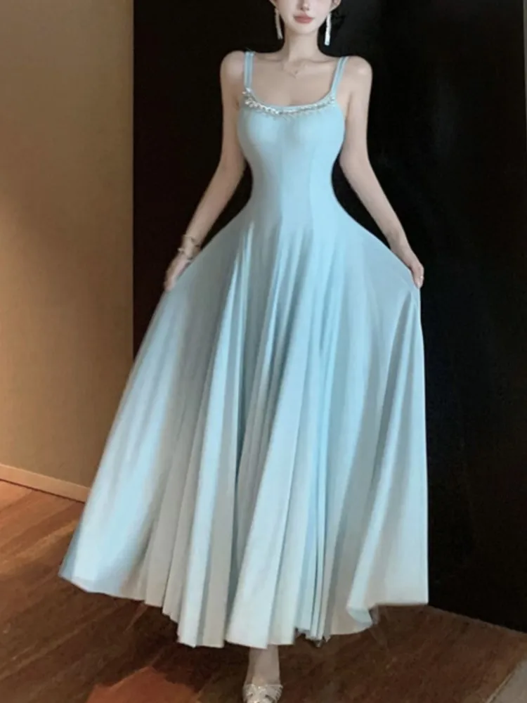 Women's Summer Fairy Elegant Mesh Dresses 2025 New Fashion Spaghetti Strap Crystal Chain Flared Hem Skirt Holiday Party Vestidos
Women's Summer Fairy Elegant Mesh Dresses 2025 New Fashion Spaghetti Strap Crystal Chain Flared Hem Skirt Holiday Party Vestidos
