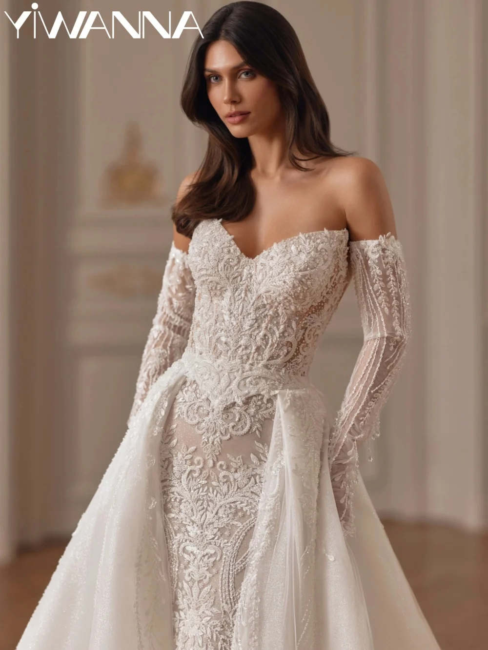 Opulent Beaded Wedding Dress With Overskirt Detachable Sleeve Mermaid Long Bridal Gown Customized Dreamy Dresses For Bride
Opulent Beaded Wedding Dress With Overskirt Detachable Sleeve Mermaid Long Bridal Gown Customized Dreamy Dresses For Bride