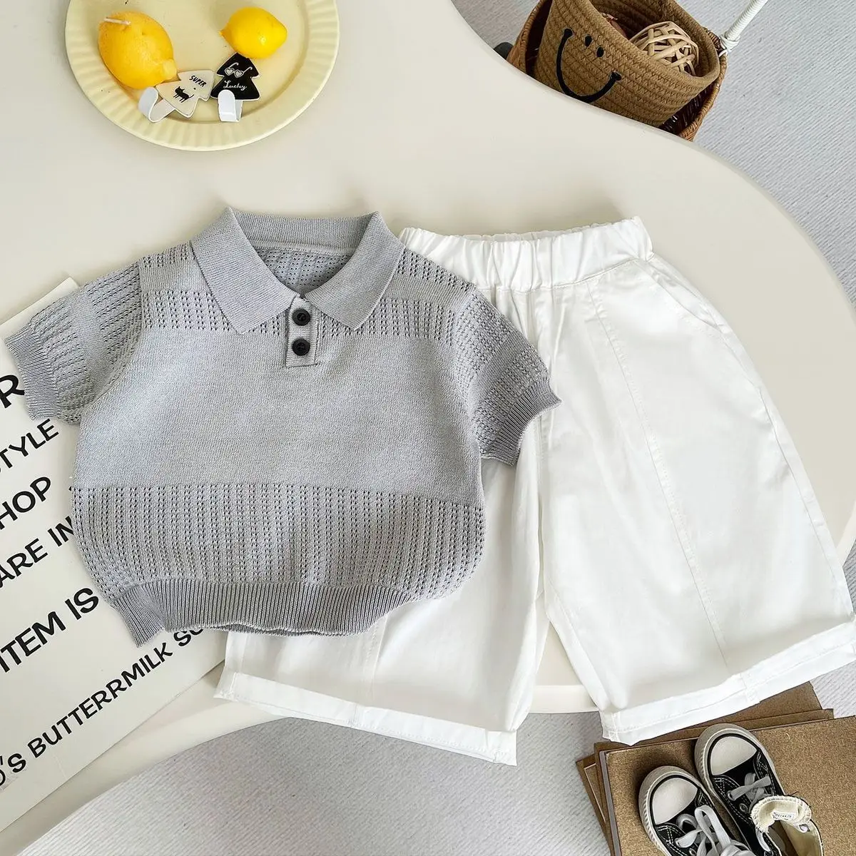Children's Summer Fashionable Knitted Short Sleeve POLO Shirt And Casual Pants Two-Piece Set for Boys
Children's Summer Fashionable Knitted Short Sleeve POLO Shirt And Casual Pants Two-Piece Set for Boys