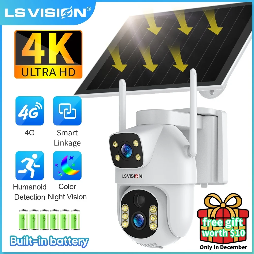 LS VISION Ubox Двойной экран 4G SIM Солнечная камера безопасности Открытый 8MP PTZ PIR Автоматическое отслеживание Солнечная батарея для наблюдения Camara Cctv
LS VISION Ubox Двойной экран 4G SIM Солнечная камера безопасности Открытый 8MP PTZ PIR Автоматическое отслеживание Солнечная батарея для наблюдения Camara Cctv